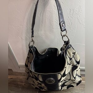 Coach signature stripe shoulder purse